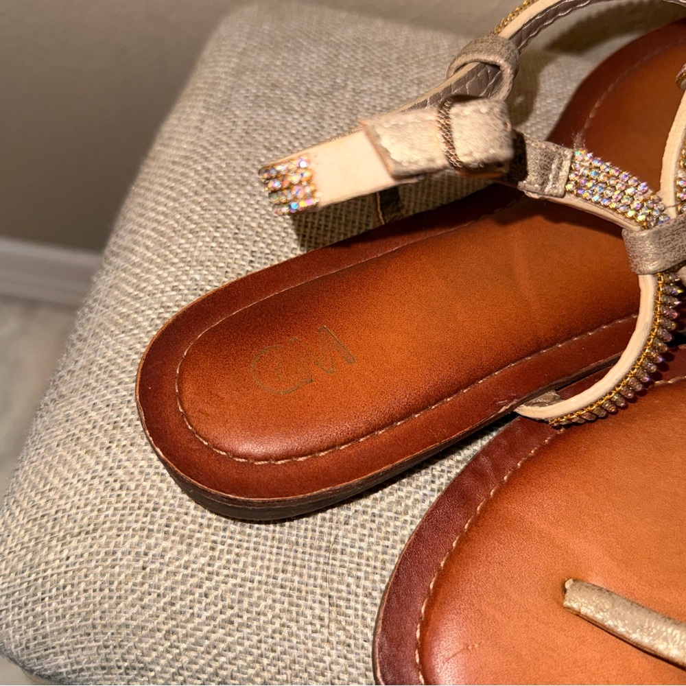 Chic Tan Rhinestone Sandals - Picture 3 of 3